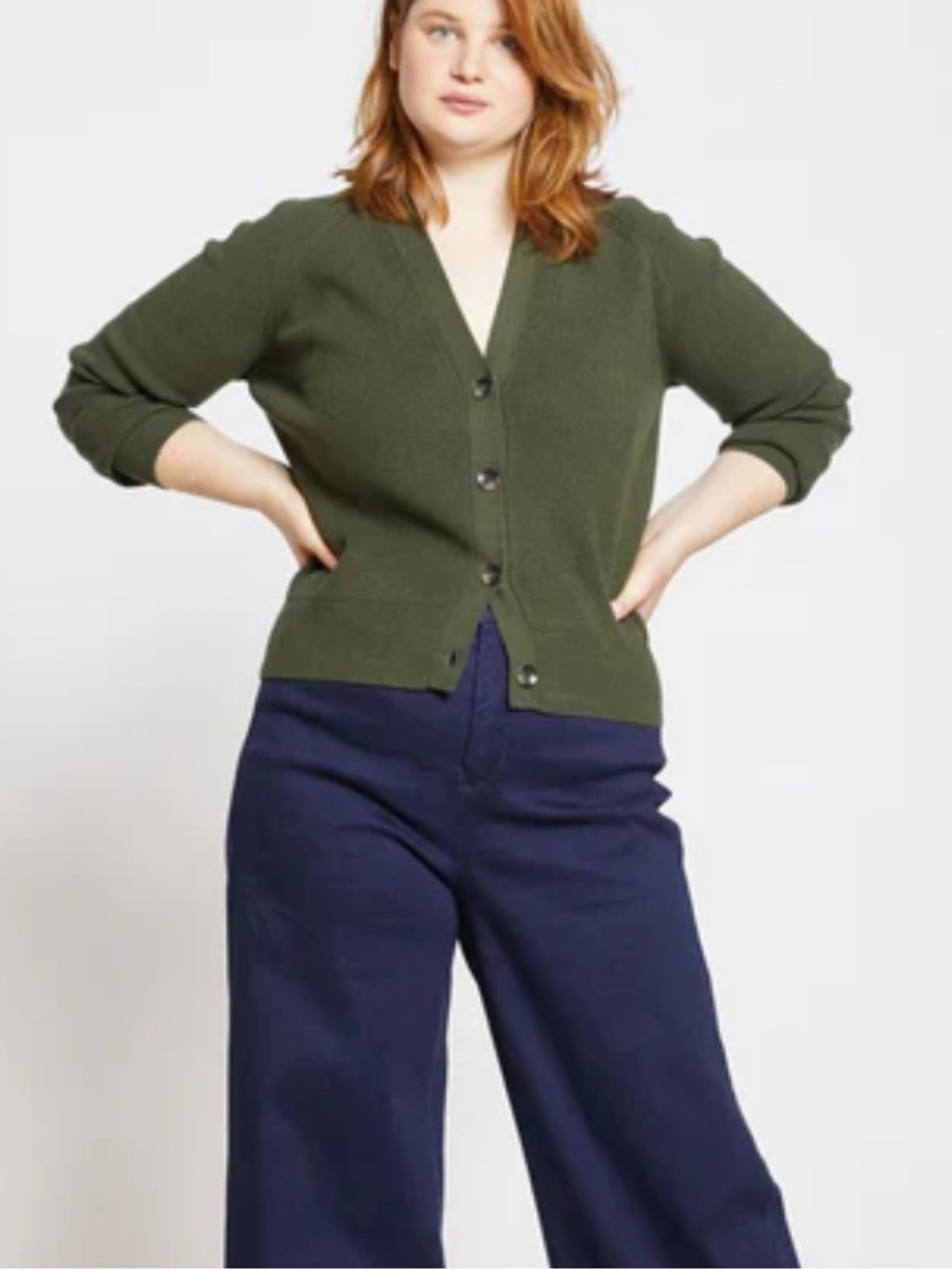 Universal Standard Better Than Wool Olive Green Cardigan Sweater Small 14/16